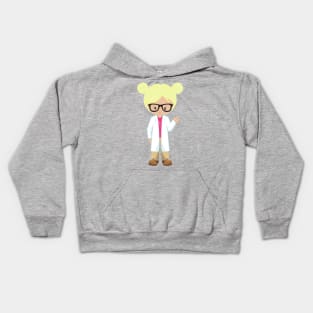 Science Girl, Scientist, Cute Girl, Blonde Hair Kids Hoodie